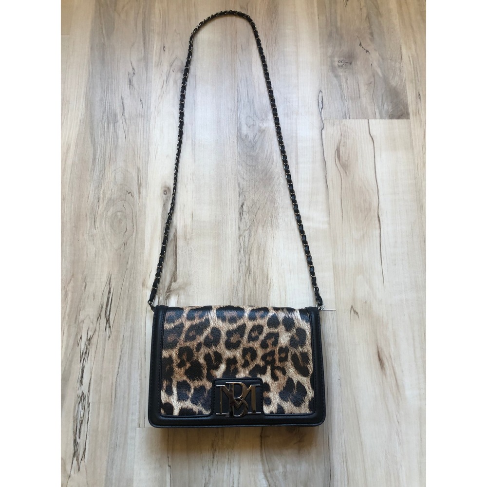 Badgley Mischka Leopard Print Crossbody Bag with Black Trim